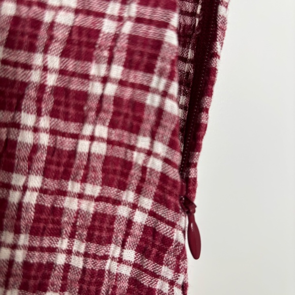 Afends Base Seersucker Mini Dress in Burgundy Check - Picture 3 of 7